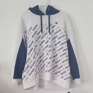 Tommy Hilfiger Navy and White Logo Hoodie